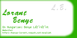 lorant benye business card